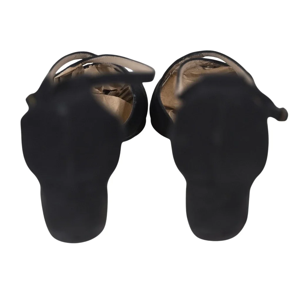 Classiques Entier Black Suede Leather‎ Heels Pointed Toe Strappy Dress Shoes